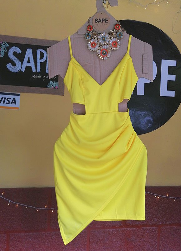 VESTIDO AMARILLO IMPORT CRUZADO