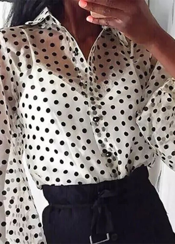 BLUSA / CAMISA PERLA  CON LUNARES