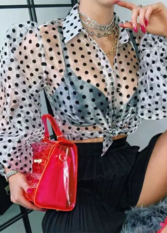 BLUSA / CAMISA PERLA  CON LUNARES