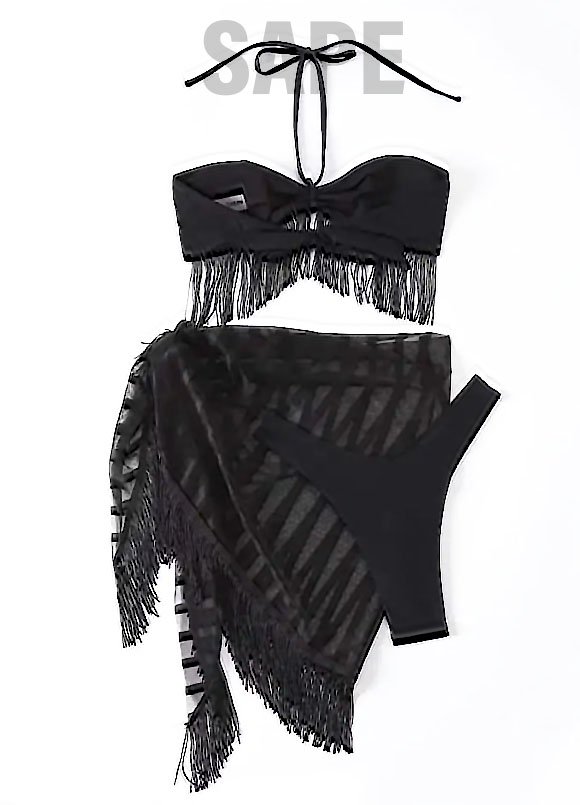 ROPA DE BAÑO 3 piezas negro con pareo NAHASOMI